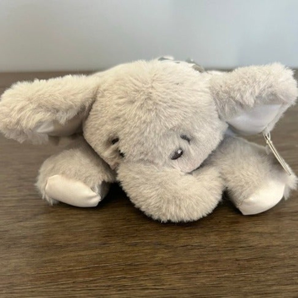Bearington Baby Collection Gray Elephant Plush Stuffed Animal Chevron Bow Tag